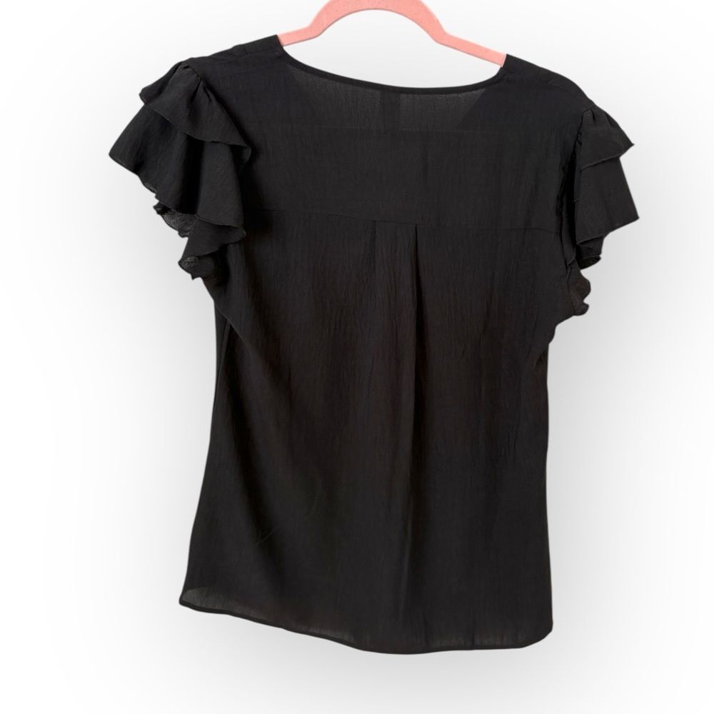 Black Ruffle Sleeve Blouse – Size Small - NWT - Picture 2 of 3